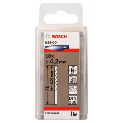 Сверло по металлу Bosch PRO Stainless Steel HSS-Co 4.2x75 мм (10 шт.) (2608585882)