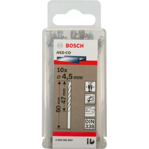 Свердло по металу Bosch HSS-Co DIN 338 4.5x47x80 мм (10 шт.) (2608585883)