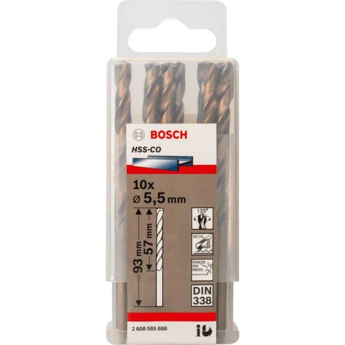 Сверло по металлу Bosch HSS-Co DIN 338 5.5x57x93 мм (10 шт.) (2608585888)