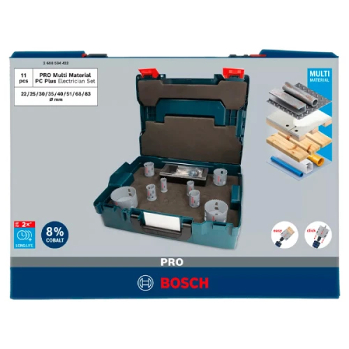 Набір універсальних коронок Bosch PRO Multi Material PC Plus (22 - 83 мм / 11 шт.) (2608594432)