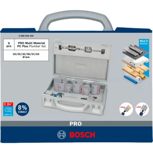 Набір універсальних коронок Bosch PRO Multi Material PC Plus (20 - 64 мм / 9 шт.) (2608594435)