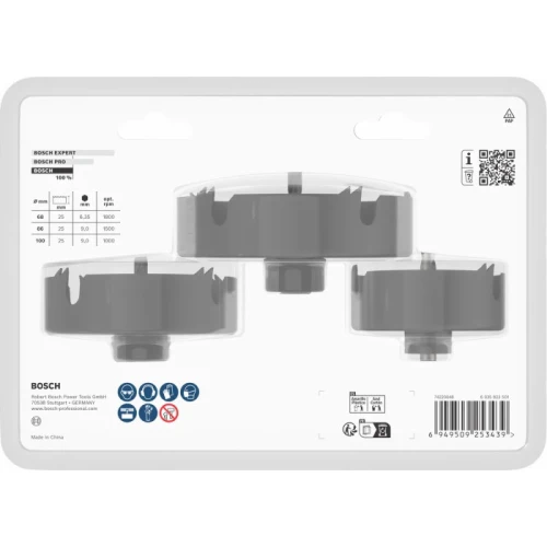 Набір коронок по дереву і гіпсокартону Bosch Wood and Drywall arbored Set 68/86/100x25 мм (3 шт.) (2608594503)