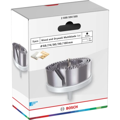Набір коронок по дереву та гіпсокартону Bosch Wood and Drywall Multiblade Set 68-100x31 мм (5 шт.) (2608594505)