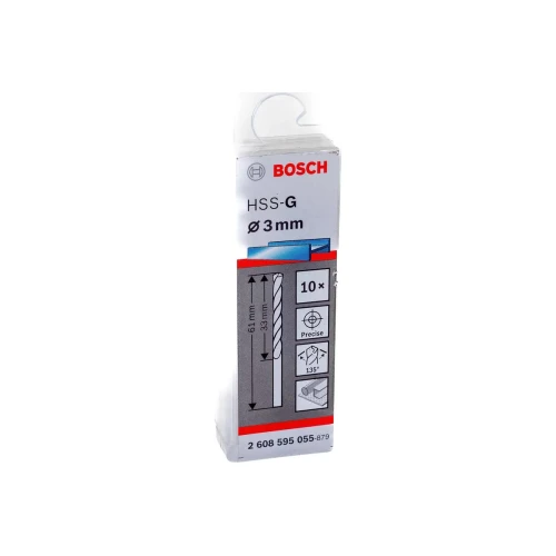 Свердло по металу зі швидкорізальної сталі Bosch HSS-G 3.0x61 мм (10 шт.) (2608595055)