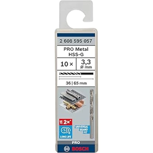 Свердло по металу зі швидкорізальної сталі Bosch HSS-G 3.3x65 мм (10 шт.) (2608595057)