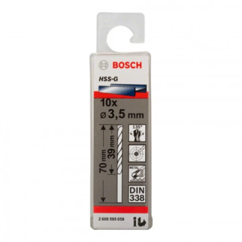 Свердло по металу зі швидкорізальної сталі Bosch HSS-G 3.5x70 мм (10 шт.) (2608595058)