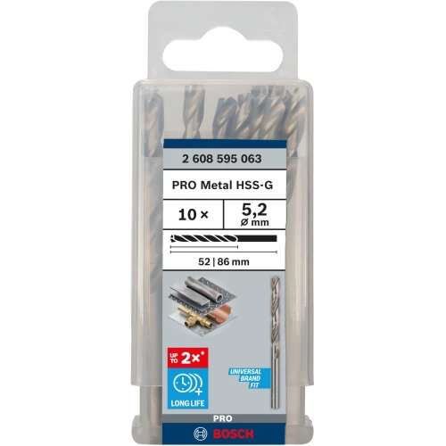 Свердло по металу зі швидкорізальної сталі Bosch HSS-G 5.2x86 мм (10 шт.) (2608595063)
