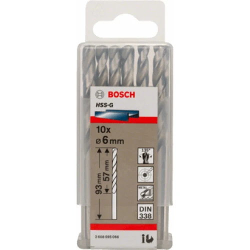 Свердло по металу зі швидкорізальної сталі Bosch HSS-G 6.0x93 мм (10 шт.) (2608595066)