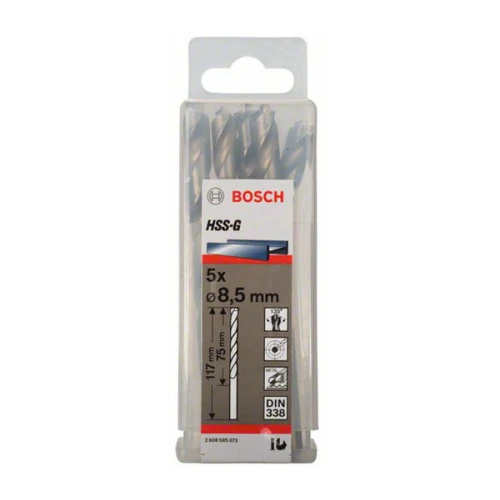 Свердло по металу зі швидкорізальної сталі Bosch HSS-G 8.5x117 мм (5 шт.) (2608595073)