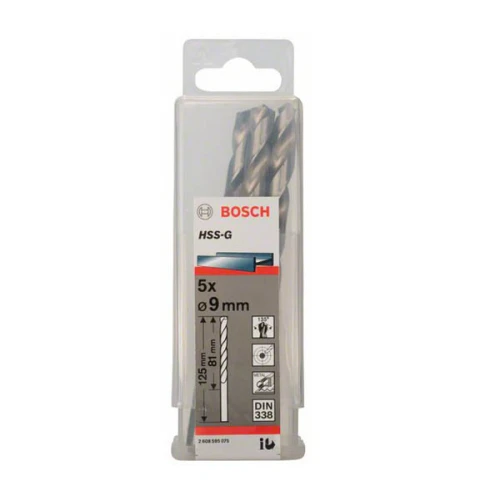 Свердло по металу зі швидкорізальної сталі Bosch HSS-G 9.0x125 мм (5 шт.) (2608595075)