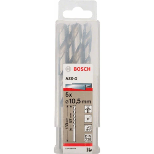 Свердло по металу зі швидкорізальної сталі Bosch HSS-G 10.5x133 мм (5 шт.) (2608595078)