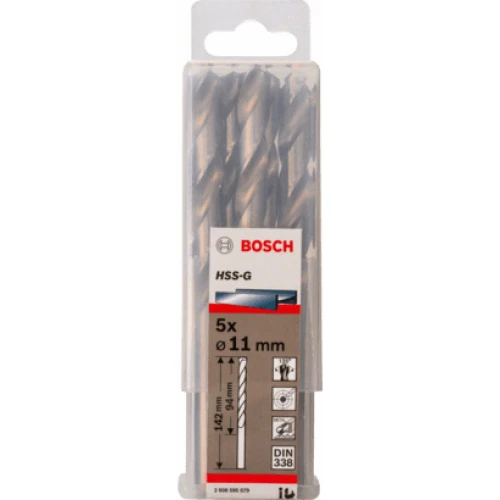Свердло по металу зі швидкорізальної сталі Bosch HSS-G 11.0x142 мм (5 шт.) (2608595079)
