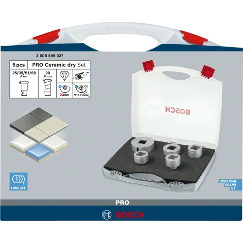 Набір алмазних коронок Bosch X-Lock PRO Ceramic Dry Speed Set (5 шт.) (2608599037)