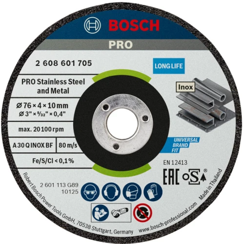 Круг отрезной по металлу Bosch PRO Stainless Steel and Metal 76x10x4 мм (2 шт.) (2608601705)