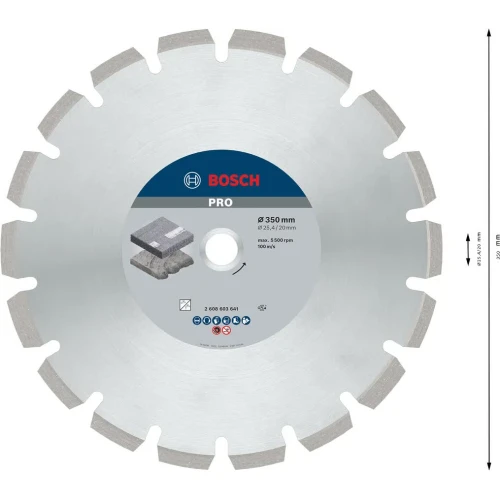 Диск алмазний сегментний Bosch PRO Asphalt 350x25.4 мм (2608603641)