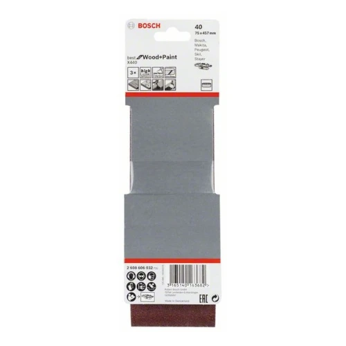Шлифовальная лента Bosch PRO Best for Wood and Paint X440 G40 75x457 мм (3 шт.) (2608606032)