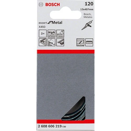 Шлифовальная лента Bosch X450 Expert for Metal G120 13x457 мм (3 шт.) (2608606219)