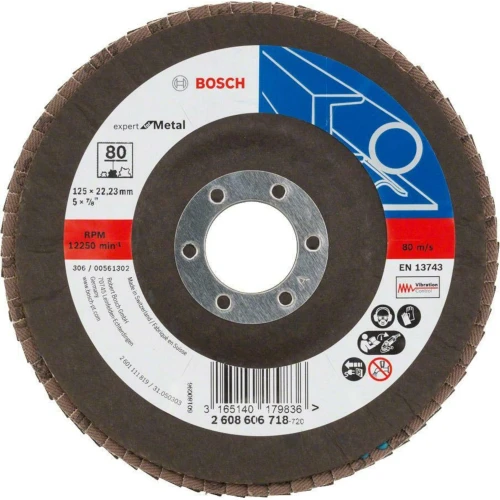 Круг лепестковый шлифовальный по металлу Bosch Expert for Metal X551 P80x125 мм (2608606718)