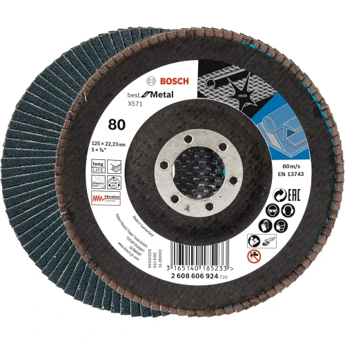 Круг лепестковый шлифовальный по металлу Bosch PRO Metal X551 P80x125 мм (2608606924)