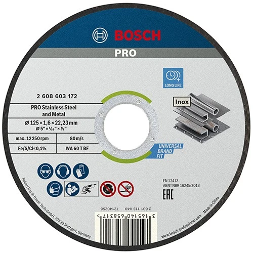 Круг отрезной по металлу Bosch PRO Stainless Steel and Metal 125x22.23x1.6 мм (10 шт.) (2608619050)