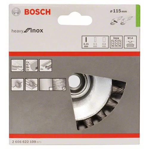 Щетка конусная проволочная с резьбой Bosch PRO Stainless Steel heavy (115 мм / 0.35 мм) (2608622109)
