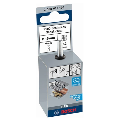 Щетка торцевая проволочная с прямым хвостовиком Bosch PRO Stainless Steel clean (15 мм / 0.2 мм) (2608622126)