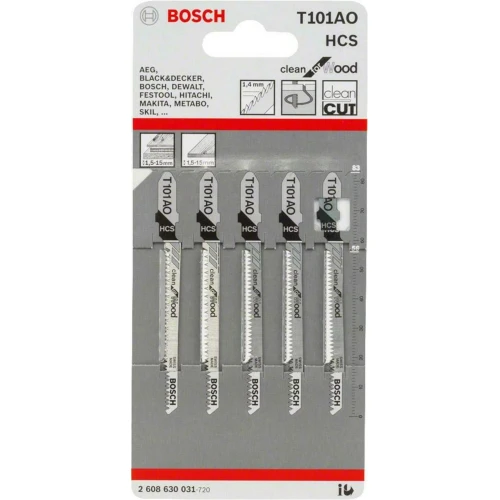 Полотно пиляльне по дереву Bosch Clean for Wood T 101 AO 1.4x83 мм (5 шт.) (2608630031)