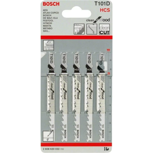 Полотно пильное по дереву Bosch Clean for Wood T 101 D 4.0x5.2x100 мм (5 шт.) (2608630032)