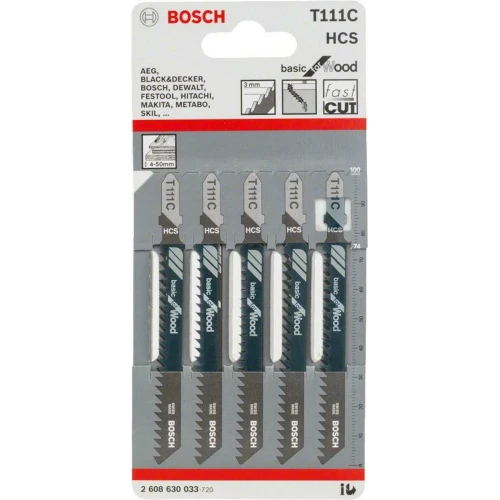 Полотно пильное по дереву Bosch Basic for Wood T 111 C 3x100 мм (5 шт.) (2608630033)
