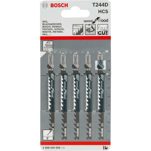 Полотно пильное по дереву Bosch Speed for Wood T 244 D 4.0x5.2x100 мм (5 шт.) (2608630058)