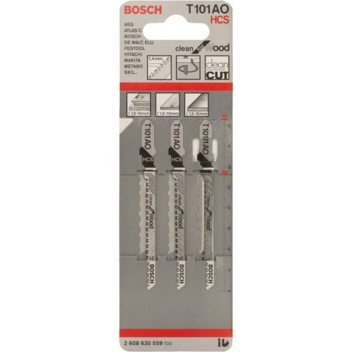 Полотно пильное по дереву Bosch Clean for Wood T 101 AO 1.4x83 мм (3 шт.) (2608630559)