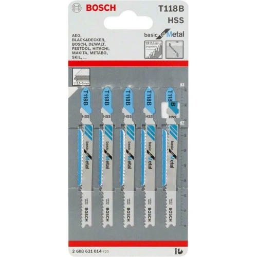 Полотно пиляльне по металу Bosch Basic for Metal T 118 B 1.9-2.3x92 мм (5 шт.) (2608631014)