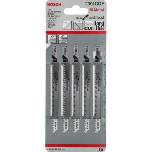 Полотно пильное по дереву Bosch PRO Hardwood Clean BIM T 301 CDF 3.0x117 мм (5 шт.) (2608636229)