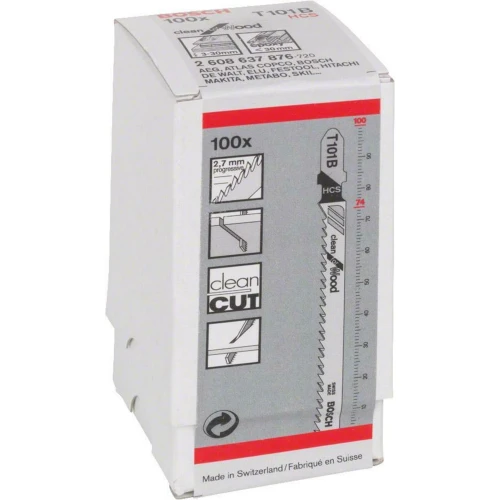 Полотно пильное по дереву Bosch Clean for Wood T 101 B 2.7x100 мм (100 шт.) (2608637876)