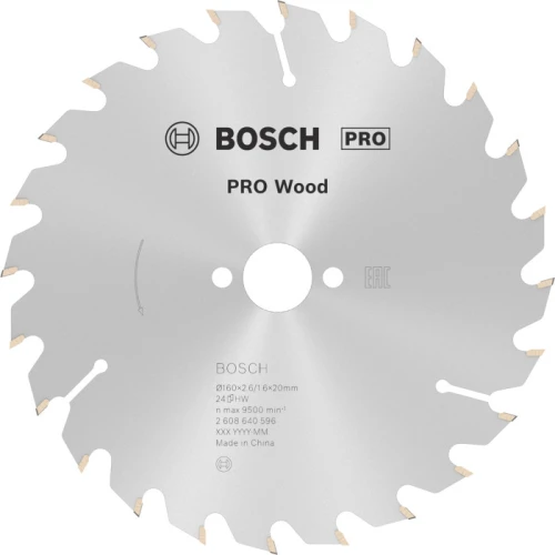 Циркулярний пиляльний диск Bosch PRO Wood, 160 x 2,6 x 20 мм, T24 (2608640596)