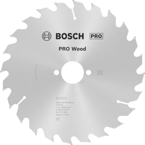 Циркулярний пиляльний диск Bosch PRO Wood, 190 x 2,6 x 30 мм, T24 (2608640615)