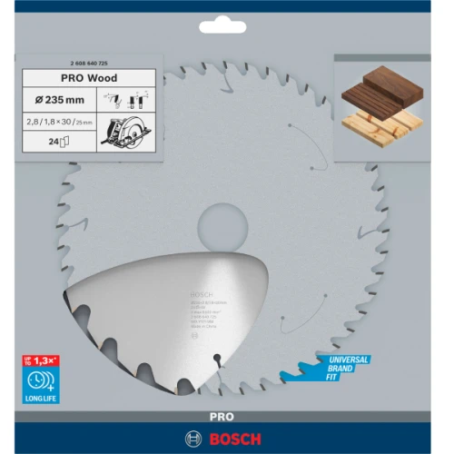 Циркулярний пиляльний диск Bosch PRO Wood, 235 x 2,8 x 30 мм, T24 (2608640725)