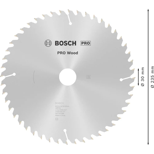 Циркулярний пиляльний диск Bosch PRO Wood, 235 x 2,8 x 30 мм, T48 (2608640727)