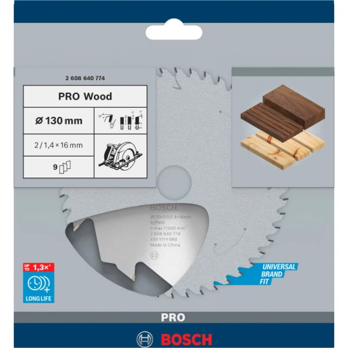 Циркулярний пиляльний диск Bosch PRO Wood, 130 x 2 x 16 мм, T9 (2608640774)