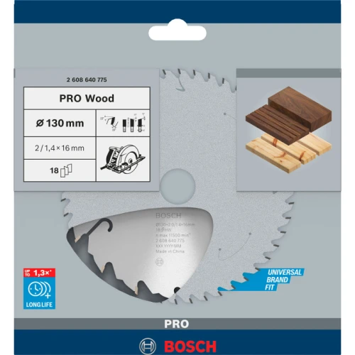 Циркулярний пиляльний диск Bosch PRO Wood, 130 x 2 x 16 мм, T18 (2608640775)