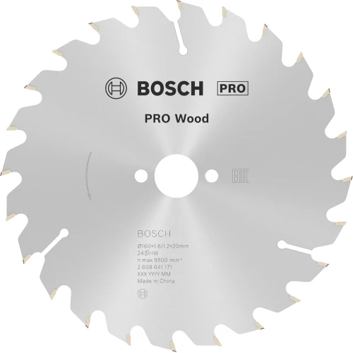 Циркулярний пиляльний диск Bosch PRO Wood, 160 x 1,8 x 20 мм, T24 (2608641171)