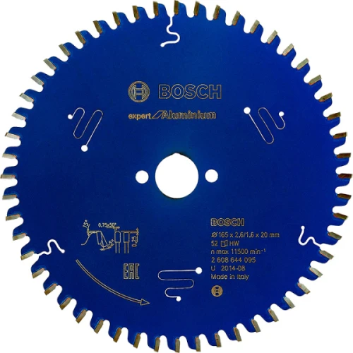 Диск пиляльний по алюмінію Bosch 165x20x52T Expert for Aluminium (2608644095)