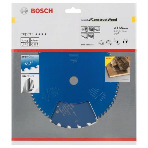 Диск пильный по дереву Bosch 165x20x24Т Expert for Construct Wood (2608644137)