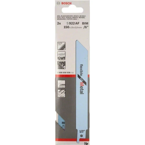 Пиляльне полотно по металу Bosch BI-METAL S 922 AF Flexible for Metal (2 шт.) (2608656036)