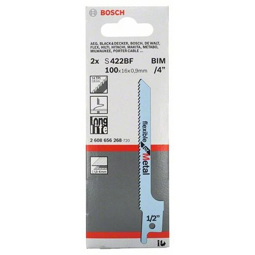 Пильное полотно по металлу Bosch BI-METAL S 422 BF Flexible for Metal (2 шт.) (2608656268)