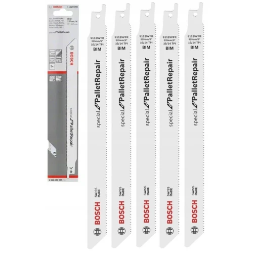 Пильное полотно по дереву с металлом Bosch S 1125 VFR Special for Pallet Repair 1.25x19x225 мм (5 шт.) (2608658036)
