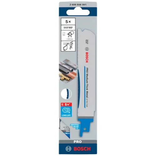 Пильное полотно по металлу Bosch PRO Medium-Thick Metal precise S937BEF 1.1x25x150 мм (5 шт.) (2608658991)
