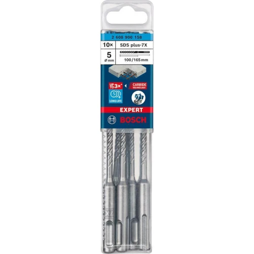 Ударний бур по бетону Bosch EXPERT SDS-Plus-7X 5.0x100x165 мм (10 шт.) (2608900158)