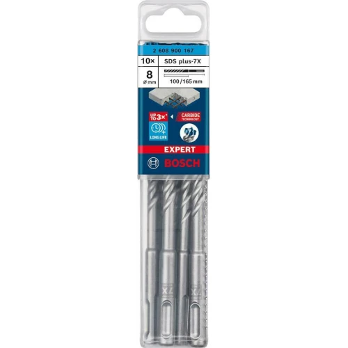 Ударный бур по бетону Bosch EXPERT SDS-Plus-7X 8.0x100x165 мм (10 шт.) (2608900167)