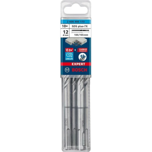 Ударний бур по бетону Bosch EXPERT SDS-Plus-7X 12x100x165 мм (10 шт.) (2608900173)